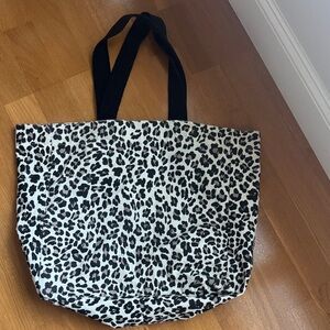 Leopard Print Canvas Tote Bag - Black & White